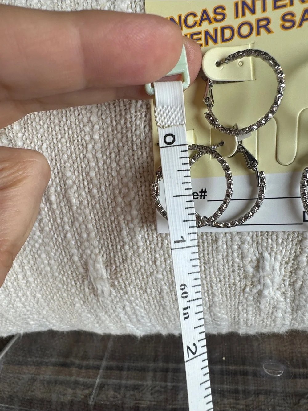 0769-Silver‎ Textured Double Hoop Earrings